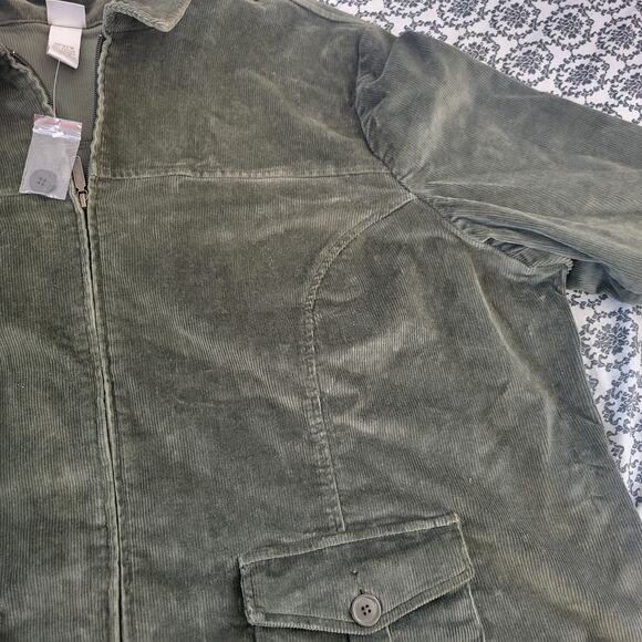 New Fashion Bug Green Corduroy Motorcycle Jacket Sz 30/32 - Picture 15 of 16